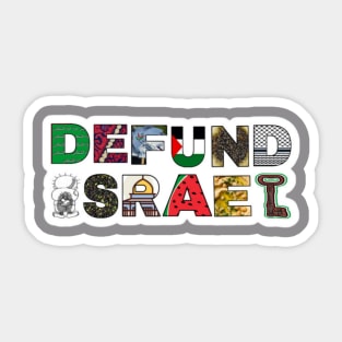 Defund Israel - Palestine Symbols - White Sticker - Back Sticker